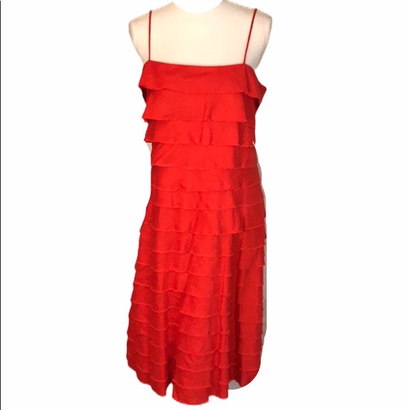 J. Crew Dresses & Skirts - J Crew tiered linen red midi dress EUC
